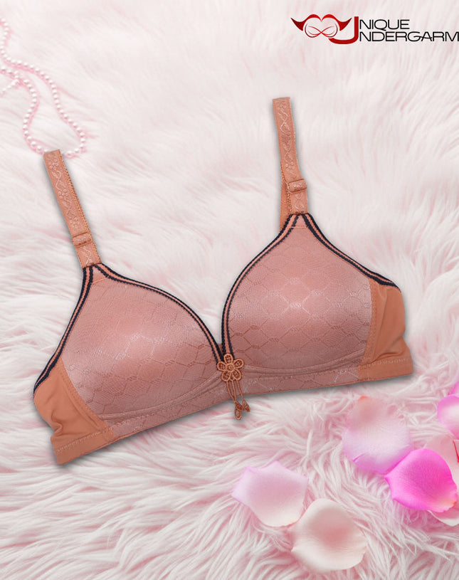 Elegant Scarlet Lace-Trim Wireless Bra