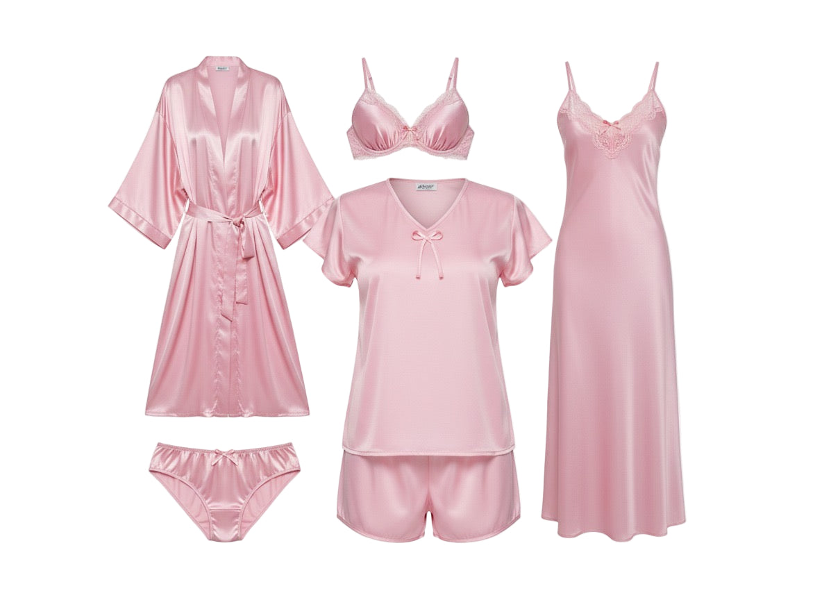 Pink Satin Sleepwear and Lingerie Collection