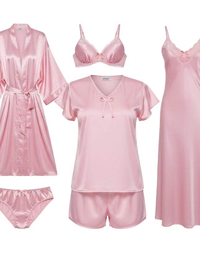 Pink Satin Sleepwear and Lingerie Collection